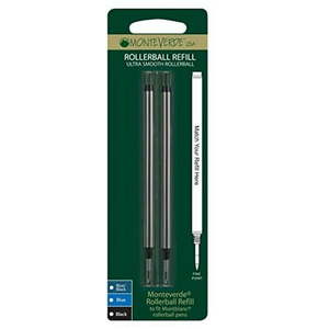 lot 38909 image: Monteverde Rollerball Refill to Fit Montblanc Rollerball Pens  Fine Point  Black  2 per Pack M222BK - Retail $24