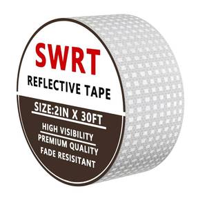 lot 38914 image: Reflective Tape 2 Inch x 30 Feet DOT-C2 Shining Star Fade Resistant White Reflective Tape Outdoor Waterproof Strong Adhesive Safety Warning Tape Reflector Conspicuity Tape for Trailer Trucks Bike - Retail $9