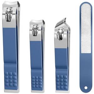 lot 38917 image: Nail Clipper Set, 3 PCS Ultra Sharp Nail Clippers for Men, Women, Adults Toenail Fingernail Clippers, Stainless Steel Nail Cutter & File, Blue - Retail $5