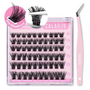 lot 38925 image: Self Adhesive Eyelashes 60Pcs Lash Clusters Press On Lashes, No Glue Needed Reusable DIY Eyelash Extensions Kit Pre Glued Eyelash Clusters with Lash Tweezers(56D,D-10-16mix) - Retail $8,558