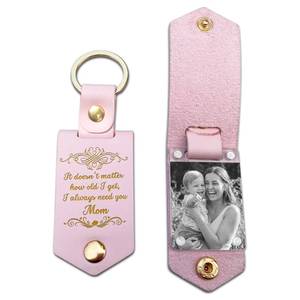 lot 38928 image: Personalized Gifts For Mom Photo Keychain, From Daughter Son Husband Custom Leather Keychain With Picture Mothers Day, Birthday, Valentines Day, Christmas Gifts, Wife, Women - Retail $9