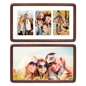 lot 38933 image: 8x14 Collage Picture Frame, Three 4x6 Photos, Curved Edge Walnut - Retail $28