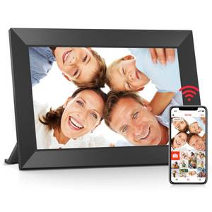lot 38935 image: Digital Picture Frame, 10.1 Frameo Digital Frame WiFi with 32GB Memory, 1280x800 IPS Touch Screen, Send PhotosVideos from Your Phone Anywhere, Photo Gifts for Parents and Grandparents - Retail $59