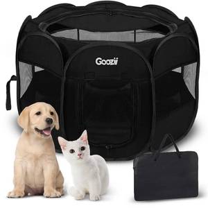 lot 38958 image: Kitten Cat Playpen for Indoor Cats Enclosed, Portable Foldable Pet Dog Playpen Outdoor Play Tents Crate Cage with Zipper Top Cover Door for Puppy Outside Rv Car Camper (Black, Small Size) - Retail $19