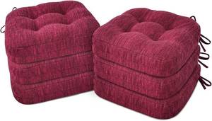 lot 4005 image: Shinnwa Kitchen Chair Cushions Set of 5, Dual-Layer Memory Foam, Burgundy