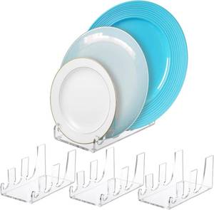 lot 4010 image: 4pcs 3 Tier Plate Dinnerware Display Stand Acrylic Clear Plate Stand