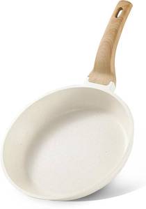 lot 4012 image: CAROTE 8 Inch Non Stick Frying Pan, Cream White Granite Skillet