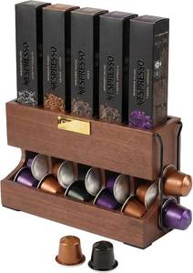 lot 4014 image: Wooden Nespresso Original Pod Holder, Coffee Capsule Dispenser for Counter