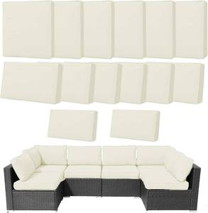 lot 4021 image: 14Pcs Cushion Covers, Waterproof UV, Zipper, 25.6x25.6in for 6-Seater