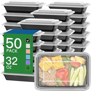 lot 4029 image: 36 Pack (72-Piece) 32 oz Meal Prep Containers with Easy Open Lids, Black