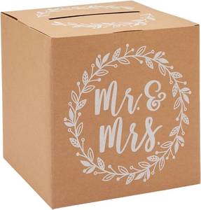 lot 4045 image: Sparkle and Bash Card Box for Wedding - 10x10x10 In, Brown Rustic Paper