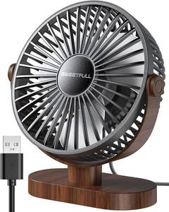 lot 4053 image: SWEETFULL Small USB Desk Fan, Desktop Table Fan, Quiet Office Mini - Black