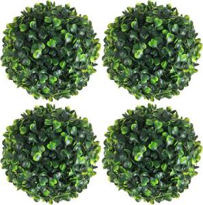 lot 4054 image: Hotop 4 Pcs 5-Inch Artificial Plant Topiary Balls, 4-Layer Spheres Green