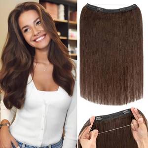 lot 4055 image: Rich Choices Wire Hair Extensions Real Human Hair Remy Wire Clip-in 16in #2R