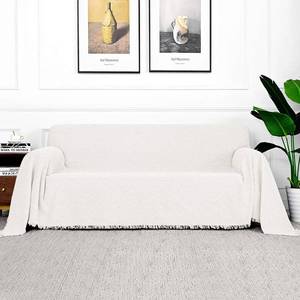lot 4060 image: MYSKY HOME White Sofa Covers for 3-Cushion Couch, XX-Large 91 x 134, White