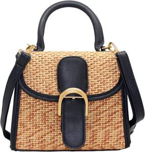 lot 4068 image: Boshiho Retro Straw Woven Handbag, Womens Crossbody Shoulder Satchel