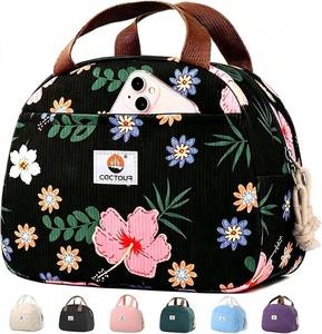 lot 4070 image: CaCTOUR Lunch Box for Women, Girls, Teens - Insulated Corduroy Cooler Tote