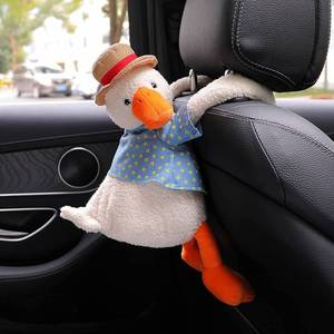 lot 4072 image: DULRLLY Plush Duck Car Tissue Holder - White
