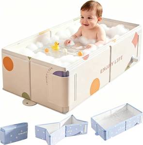 lot 4077 image: Foldable Bathtub 30 Portable Collapsible Tub for Small Spaces (Blue)