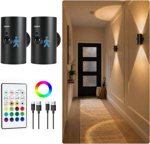 lot 4093 image: EZVALO Motion Sensor Wall Light, Rechargeable Wireless LED Sconce