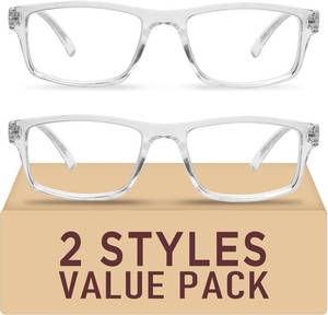 lot 4098 image: 2 Pack Reading Glasses ,TR frames Blue Light Readers for Men Women1.0