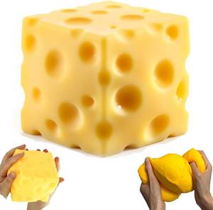 lot 4104 image: Big Cheese Squishy - Jumbo Cheese Block Fidget Toy, Large