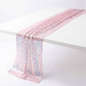 lot 4108 image: Shiny Sequin Table Runner, Glitter Table Flag for Party and Wedding Pink 2 Pack