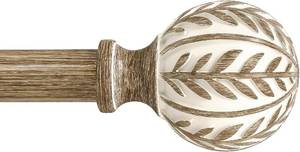lot 4112 image: QDWIS Boho Wood Curtain Rods, 28-48 in, 1 Adjustable with Wood Finials