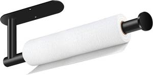 lot 4117 image: Black Paper Towel Holder, Self Adhesive Paper Towel Holder Under Cabinet