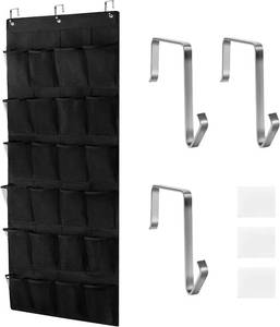 lot 4134 image: 24-Pocket Over-the-Door Shoe Organizer, Upgraded Hanging Closet Solution