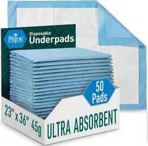 lot 4139 image: MED PRIDE Chux Pads 23x36in, Absorbent Bed Pads for Incontinence, 50 Ct