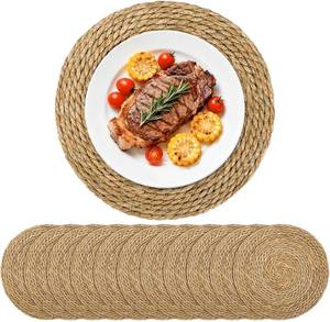 lot 4141 image: 12-Pack Round Woven Placemats, 13-Inch Rattan Chargers, WickerJute Mats