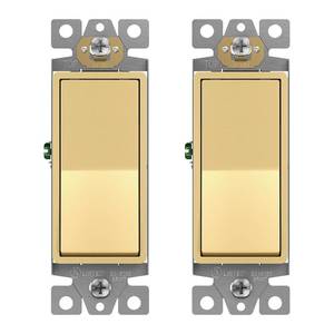 lot 4172 image: ENERLITES Gold Single Pole Decorator Paddle Light Switch, 15A, 2 Pack