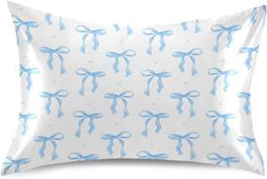 lot 4188 image: Blueangle Blue Ribbon Satin Pillowcase for Hair & Skin, Queen 20x30