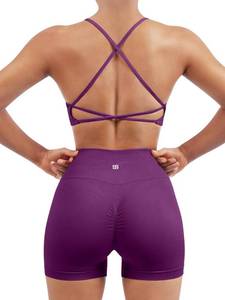 lot 4204 image: SUUKSESS Women Seamless Workout Sets Strappy Sports Bra & High-Waist Shorts L