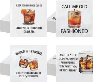 lot 4205 image: Gueevin 100 Pack Funny Whiskey Cocktail Napkins 5 x 5 Inch, Party Bar Club