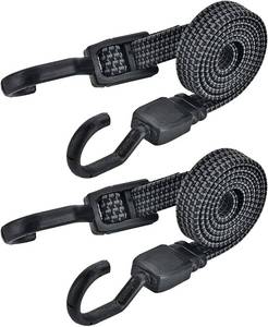 lot 4209 image: 2 Pcs 24 Inch Flat Adjustable Bungee Cords with Hooks, Heavy Duty Elastic