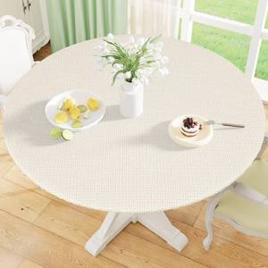 lot 4225 image: misaya Round Fitted Tablecloth with Elastic Edge, Waterproof 45-56 Round