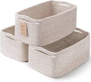 lot 4227 image: 3 Pack Small Storage Baskets for Organizing, 11.8 7.8 5.1, Mixed Brown