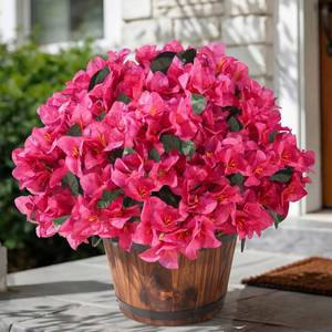 lot 4230 image: Apexion Artificial Bougainvillea Flowers, 4-Pcs UV-Resistant Outdoor Fuchsia