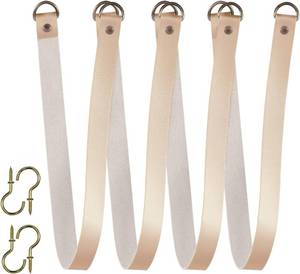 lot 4234 image: Home Queen Leather Curtain Tie Backs, Wall-Mount Holdbacks, 4 Pack, Beige