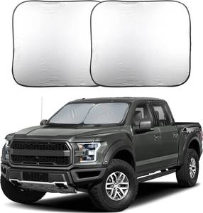lot 4252 image: EcoNour 2-Piece Foldable Truck Window Sun Shade, UV & Heat Protection