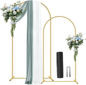 lot 4267 image: 2 Pack Metal Arch Backdrop Stand 7.2FT, 6FT Wedding Balloon Floral Frame