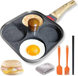 lot 4272 image: 4 Cup Nonstick Egg Pan Set with Lid   For Gas & Induction Cooktops