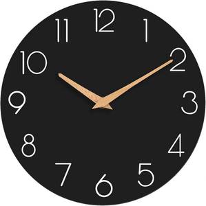 lot 4278 image: cicininc 8 Inch Battery Operated Wall Clock, Silent Analog, Black