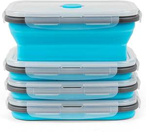 lot 4285 image: Silicone Food Storage Containers Set with Lid & Air Vent (4pcs,Blue,27oz)