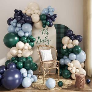 lot 4300 image: Blue and Green Balloons Arch Garland Kit - Tartan Plaids for Baby Shower