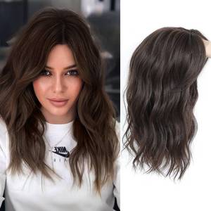 lot 4302 image: PANEWAY Hair Topper 16 Inch Wavy Curly Soft Brown Clip-in Wiglet for Women