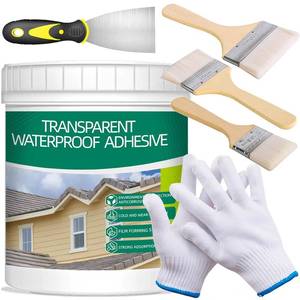 lot 4383 image: 1Kg36Fl.oz Waterproof Coating Set with Sealant, Brush, Putty Knife, Gloves