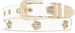 lot 4515 image: Women Studded Belt with Rhinestone Floral Rivet Punk Y2K Faux Leather